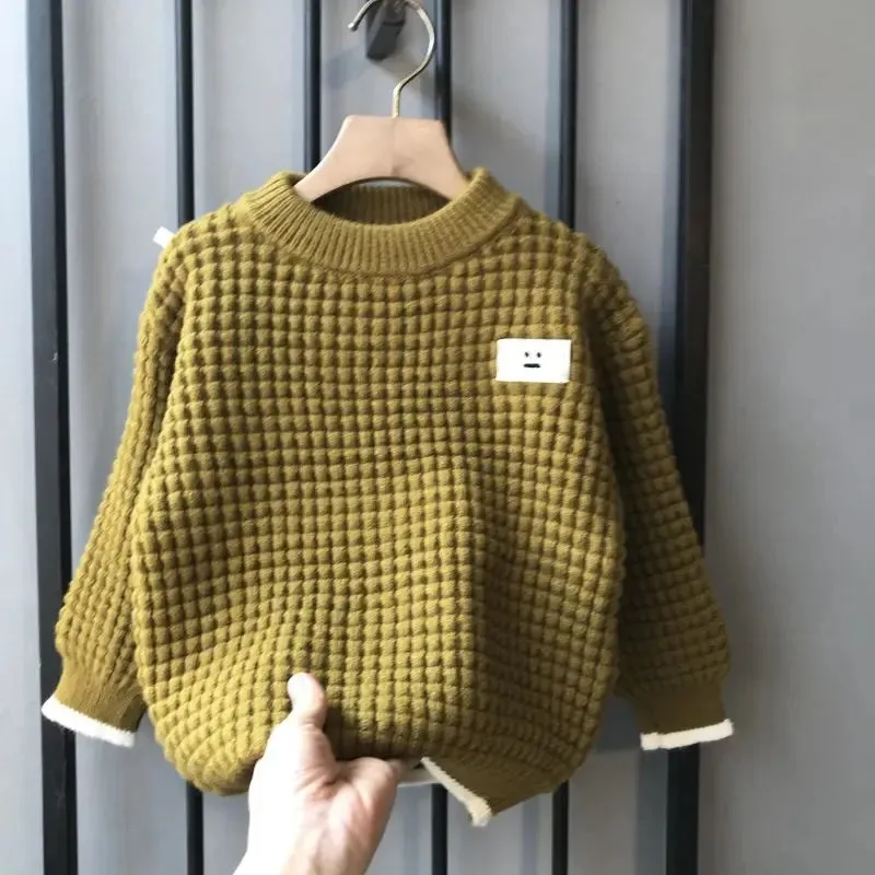 2023 New Children'S Soft Skin-Friendly Boys Casual Simple Girls Fashion All-Match Spring And Autumn Coat Knitted Sweater Trend