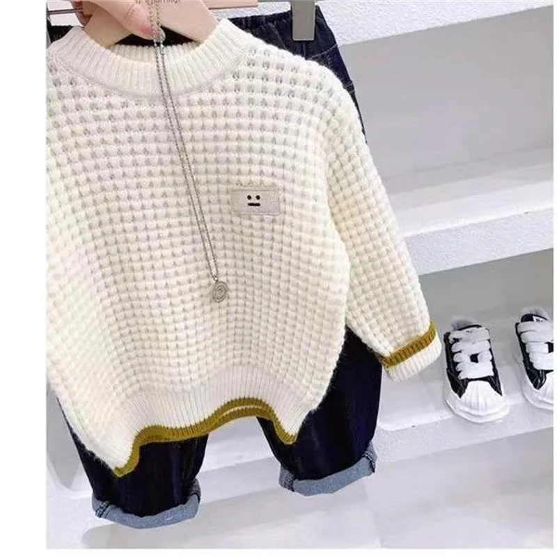 2023 New Children'S Soft Skin-Friendly Boys Casual Simple Girls Fashion All-Match Spring And Autumn Coat Knitted Sweater Trend