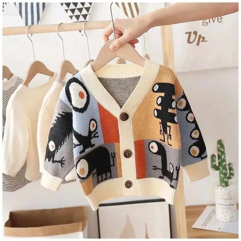 2023 Spring Autumn Children Cartoon Cardigan Sweater Boys Clothes Kids Cute Children's Coats Outerwear Jackets Clothing Fashion