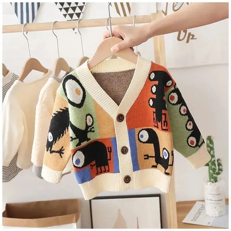 2023 Spring Autumn Children Cartoon Cardigan Sweater Boys Clothes Kids Cute Children's Coats Outerwear Jackets Clothing Fashion