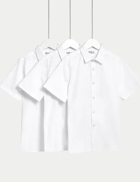 3 Pairs of Boys (2-16 Years) Easy Iron School Shirts Marks & Spencer, White