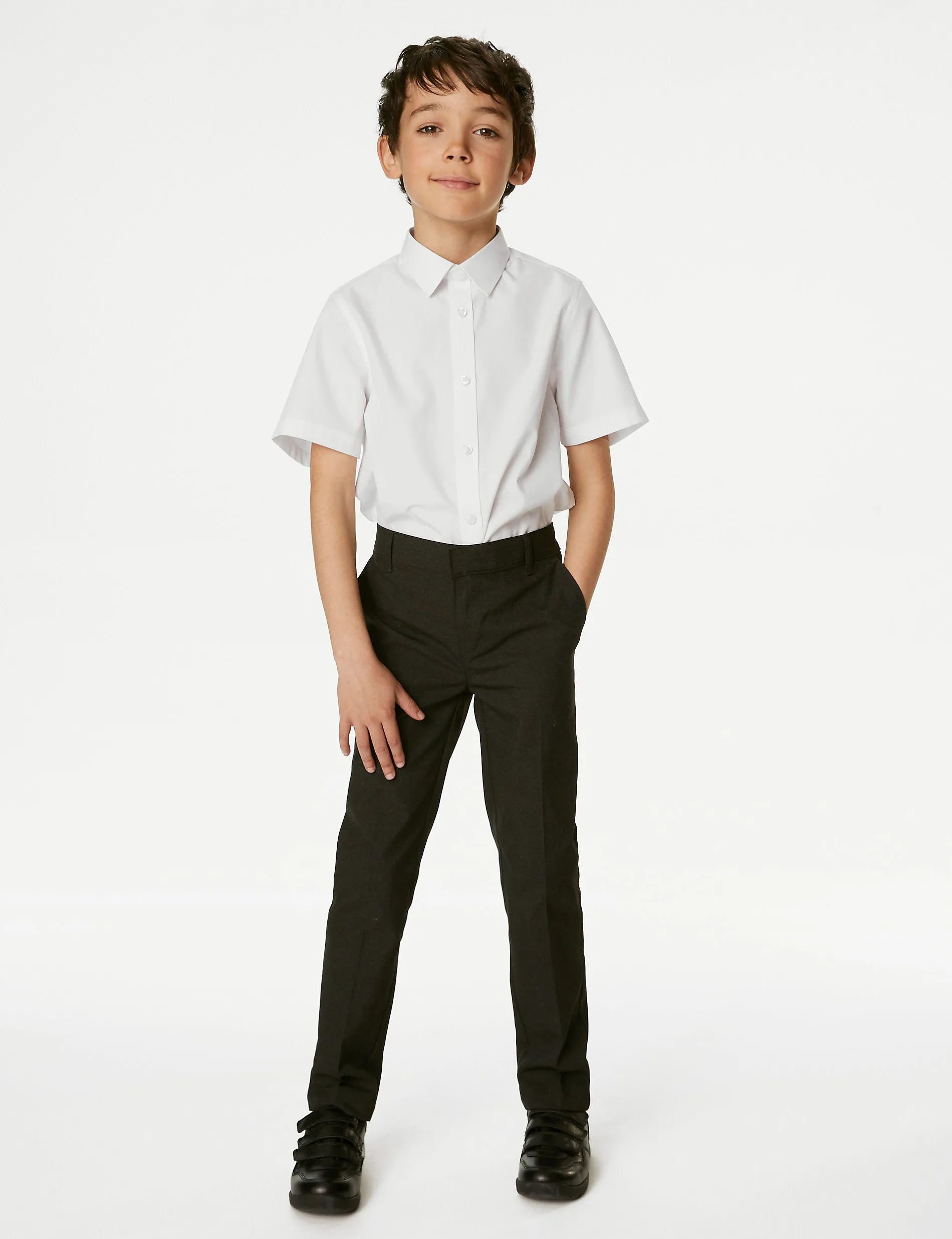 3 Pairs of Boys (2-16 Years) Easy Iron School Shirts Marks & Spencer, White