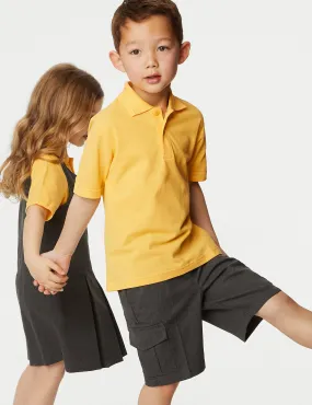 3 Pairs of Marks & Spencer Unisex Pure Cotton School Polo Shirts (2-16 Years) Yellow