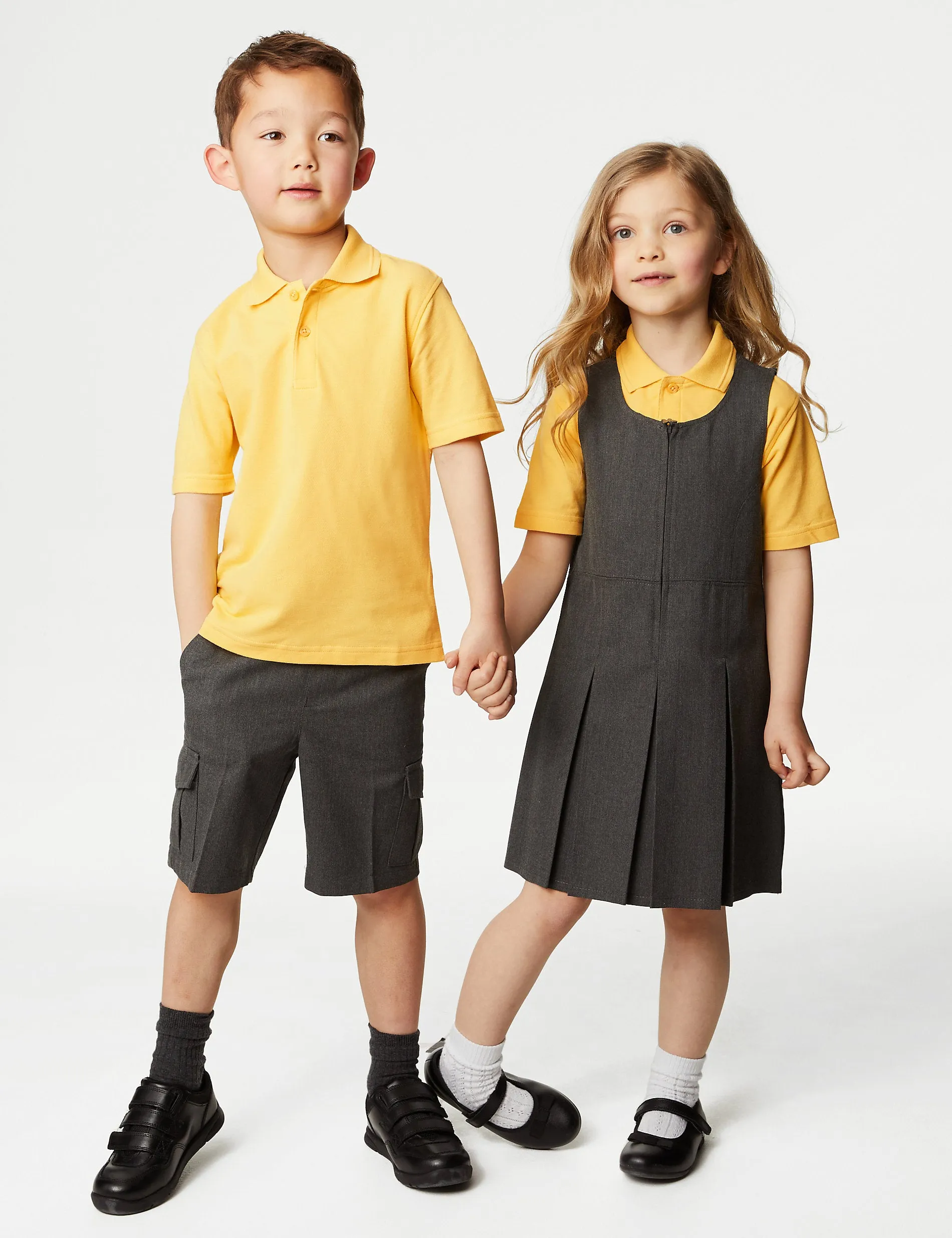 3 Pairs of Marks & Spencer Unisex Pure Cotton School Polo Shirts (2-16 Years) Yellow