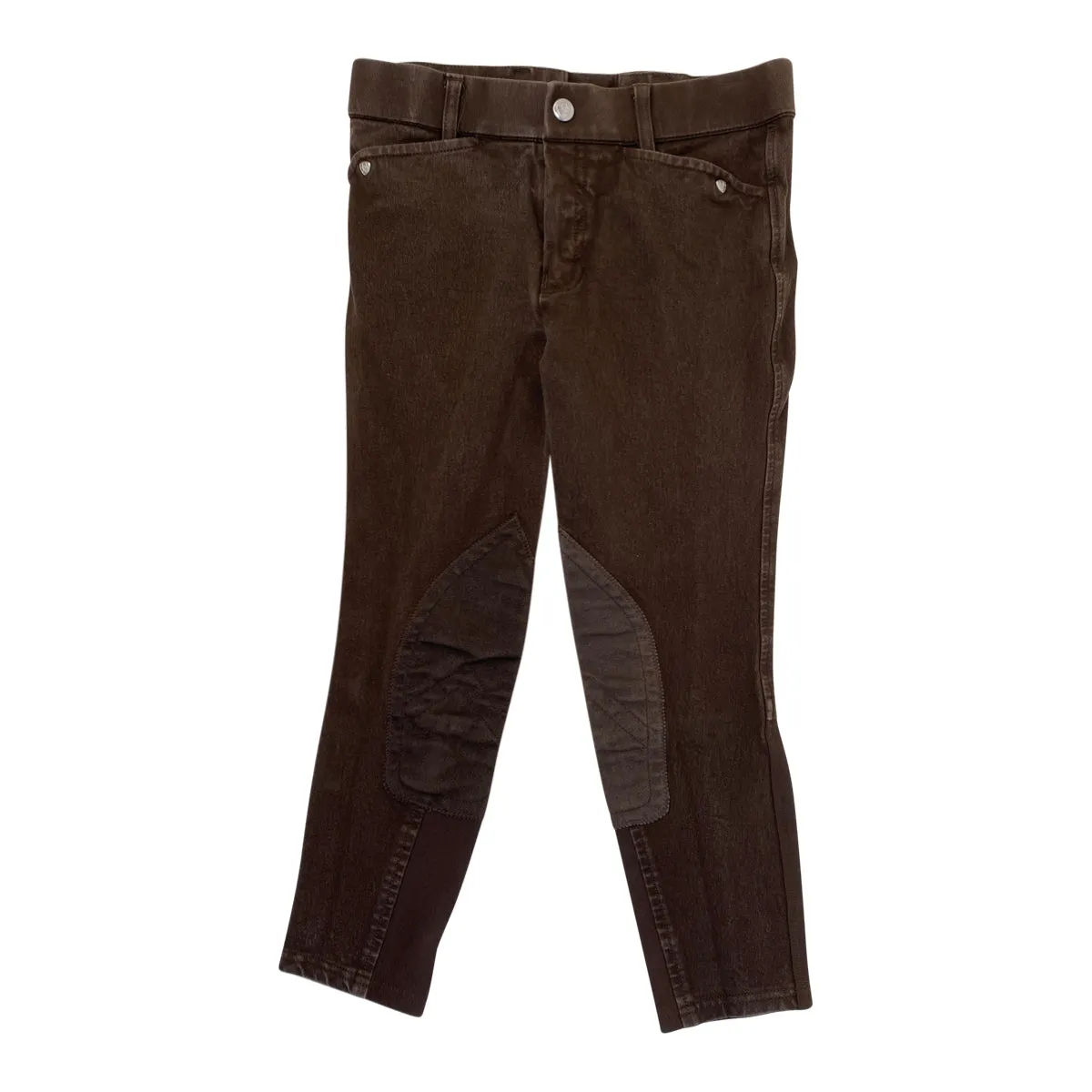 Ariat Heritage Kids Denim Knee Patch Breeches in Brown - Children's 10