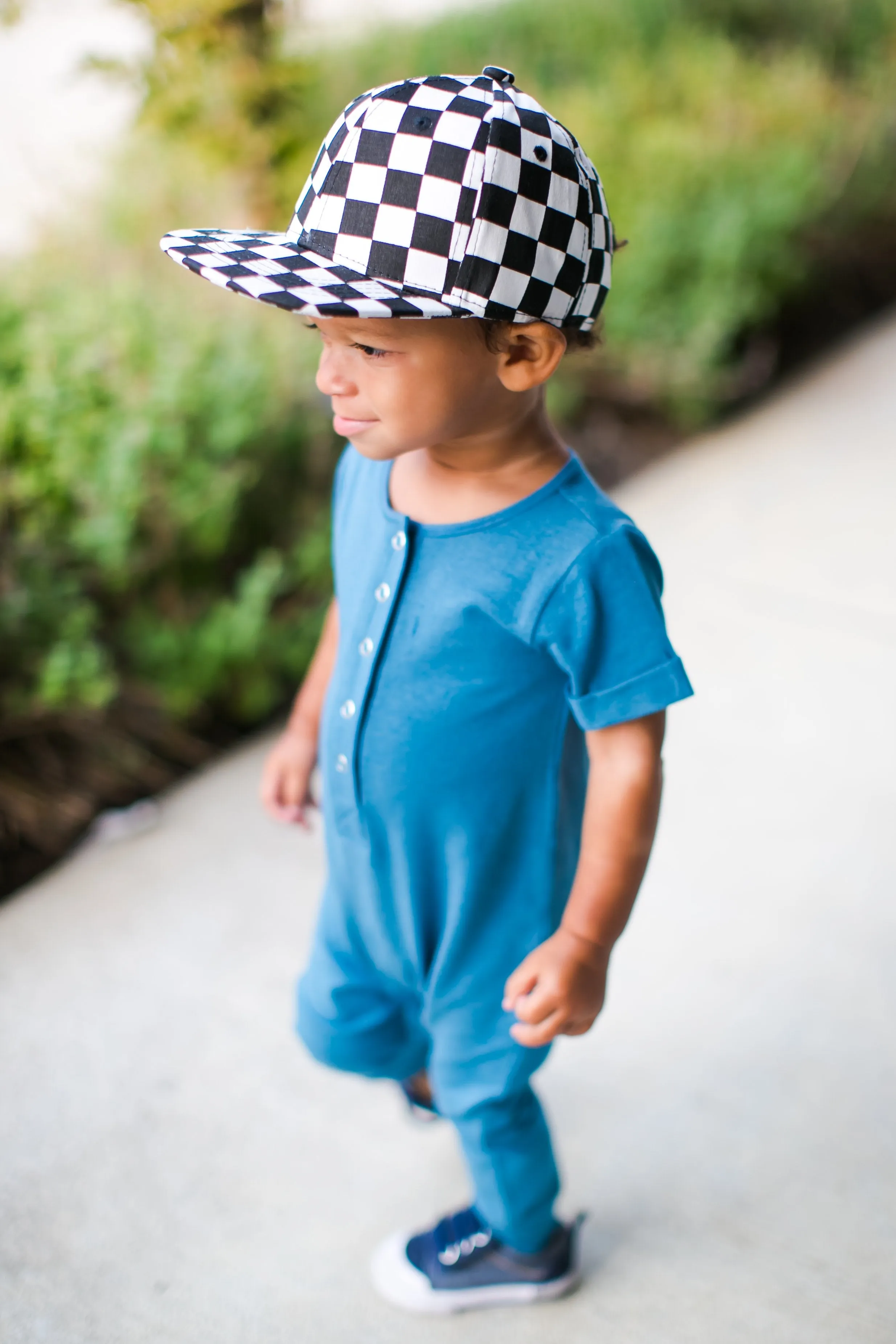 Baby and Children's SnapBack Hat in Black and White Checkers