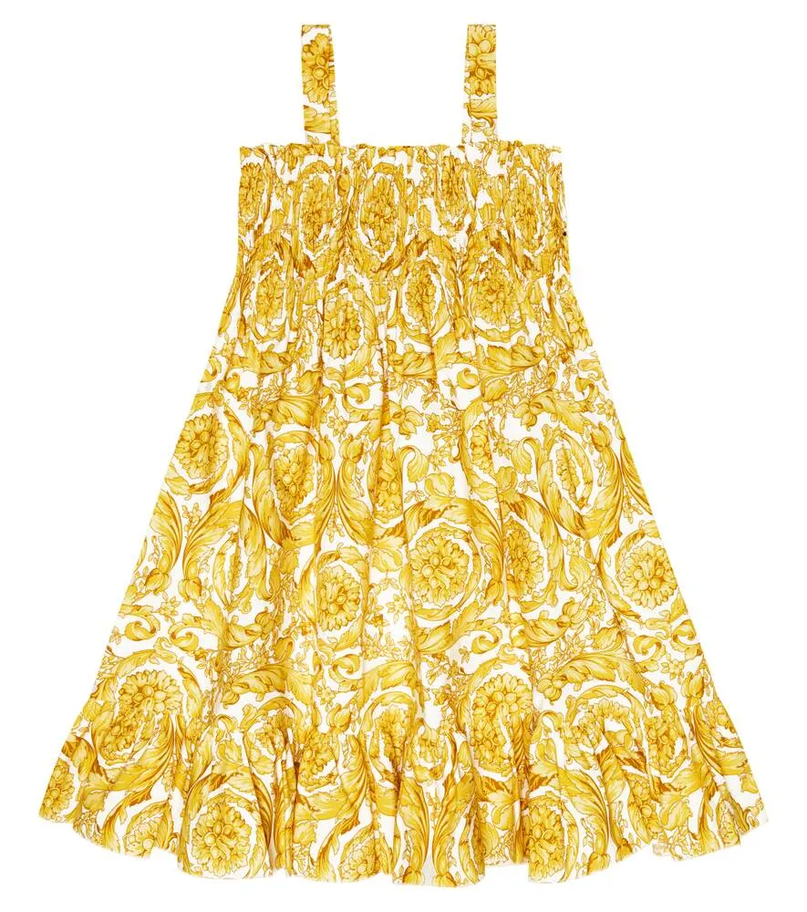 Baroque cotton dress Versace, yellow