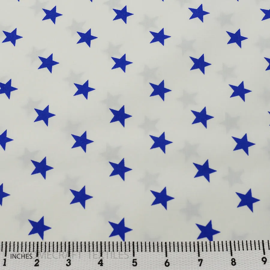 Blue on White Stars Cotton Print