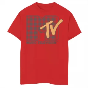 Boys 8-20 Years Old Licensed Character MTV Logo Checkered T-Shirt