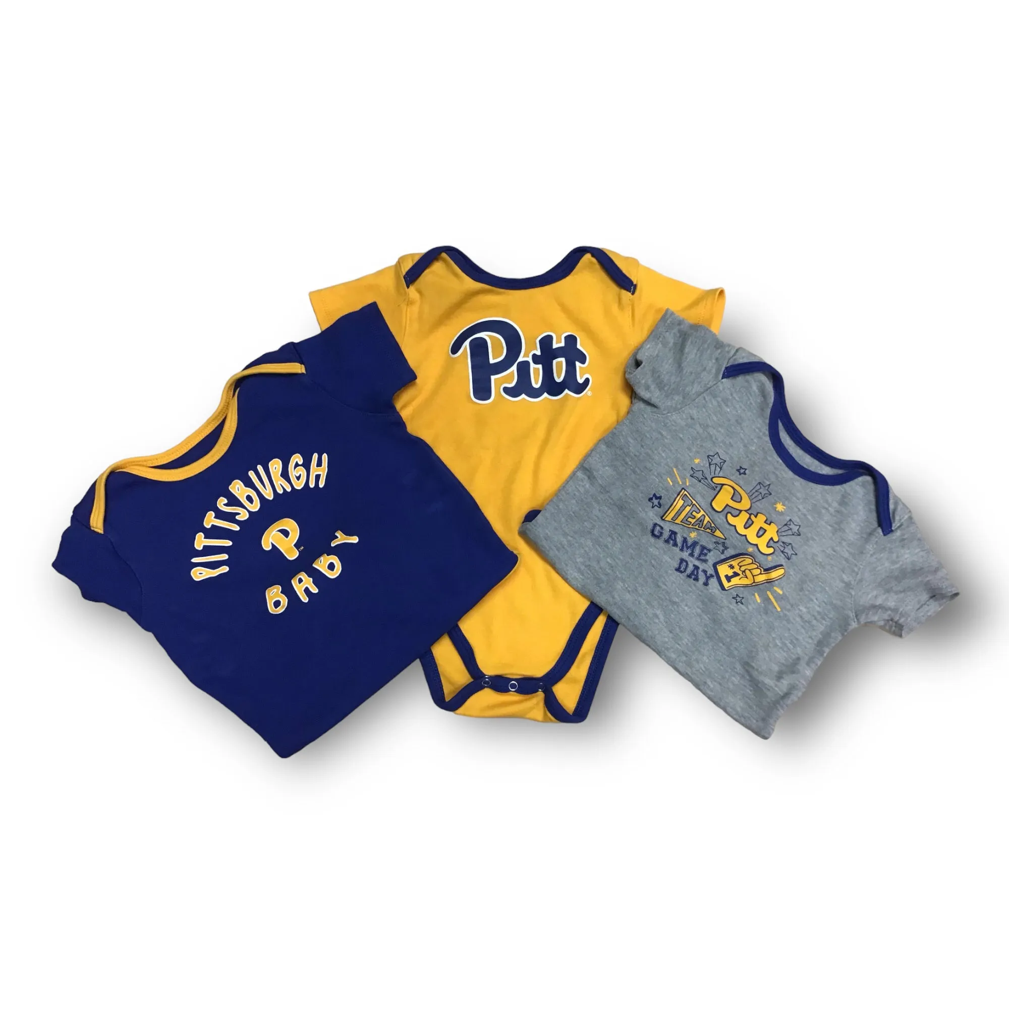 Boys PITT Size 24 Months Blue & Gold 3-Pc Snap Bottom Tees