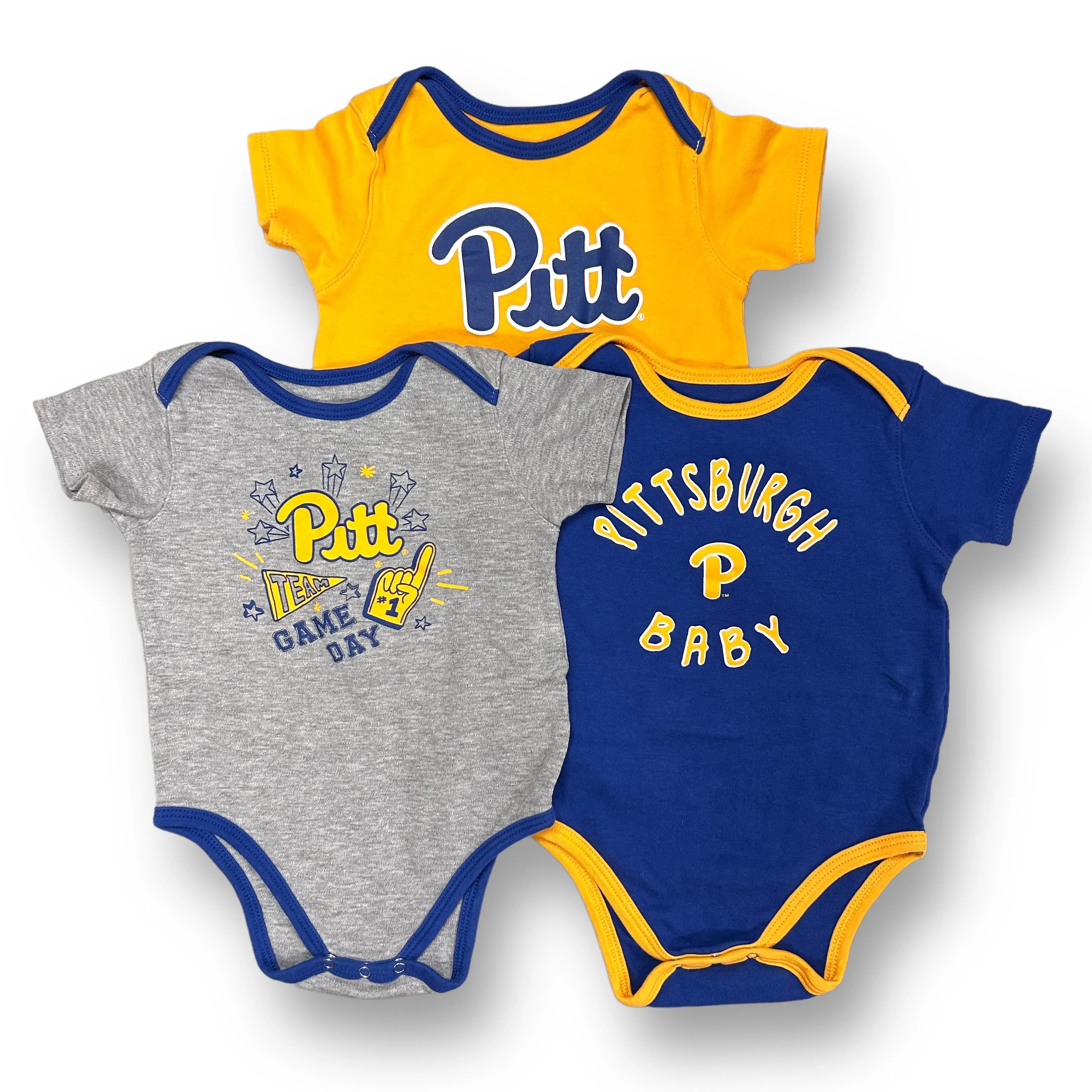 Boys PITT Size 24 Months Blue & Gold 3-Pc Snap Bottom Tees