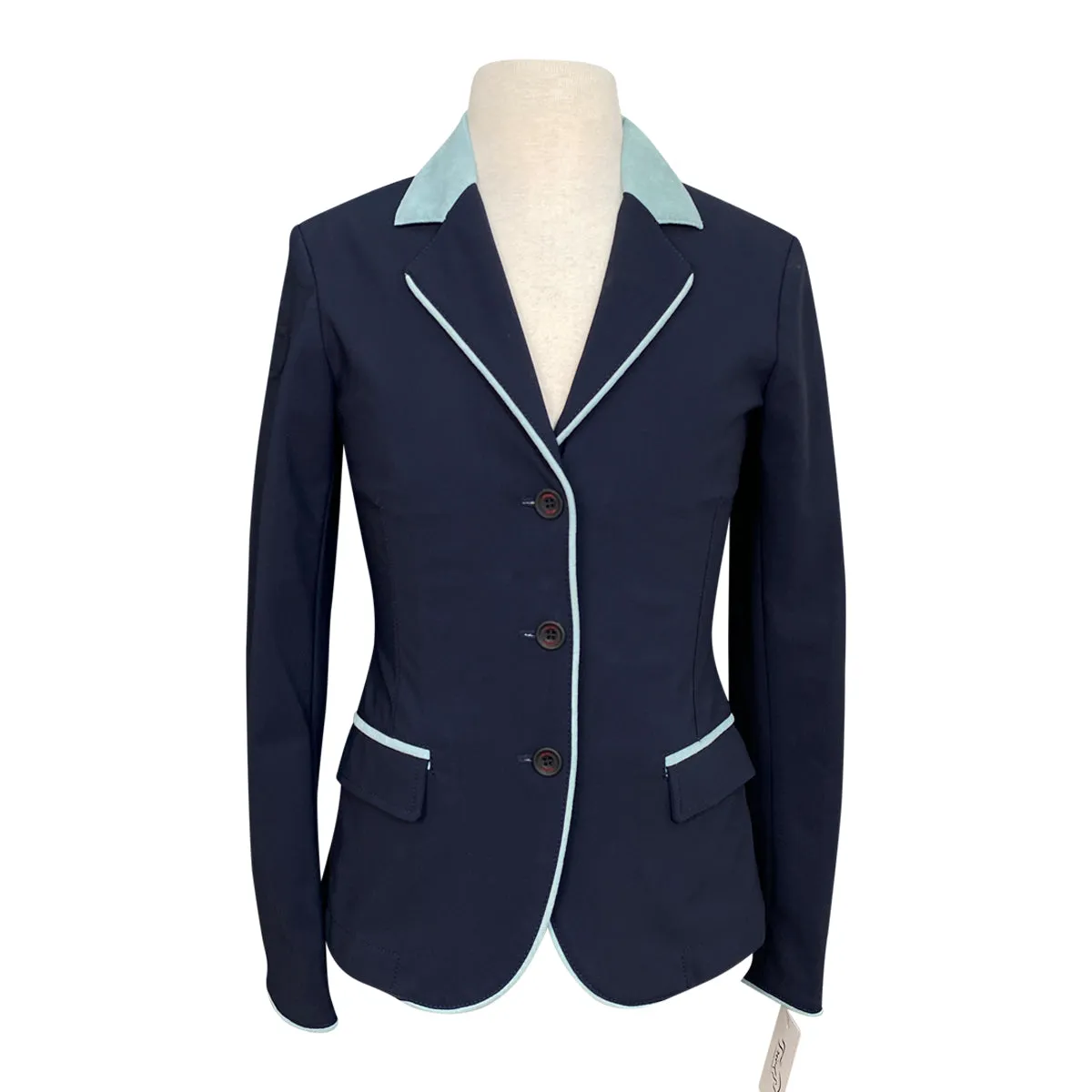 Cavalleria Toscana GP Young Rider Jacket in Navy w/Aqua - Children's 12