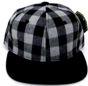 Children's Buffalo Check SnapBack Hat in Grey/Black