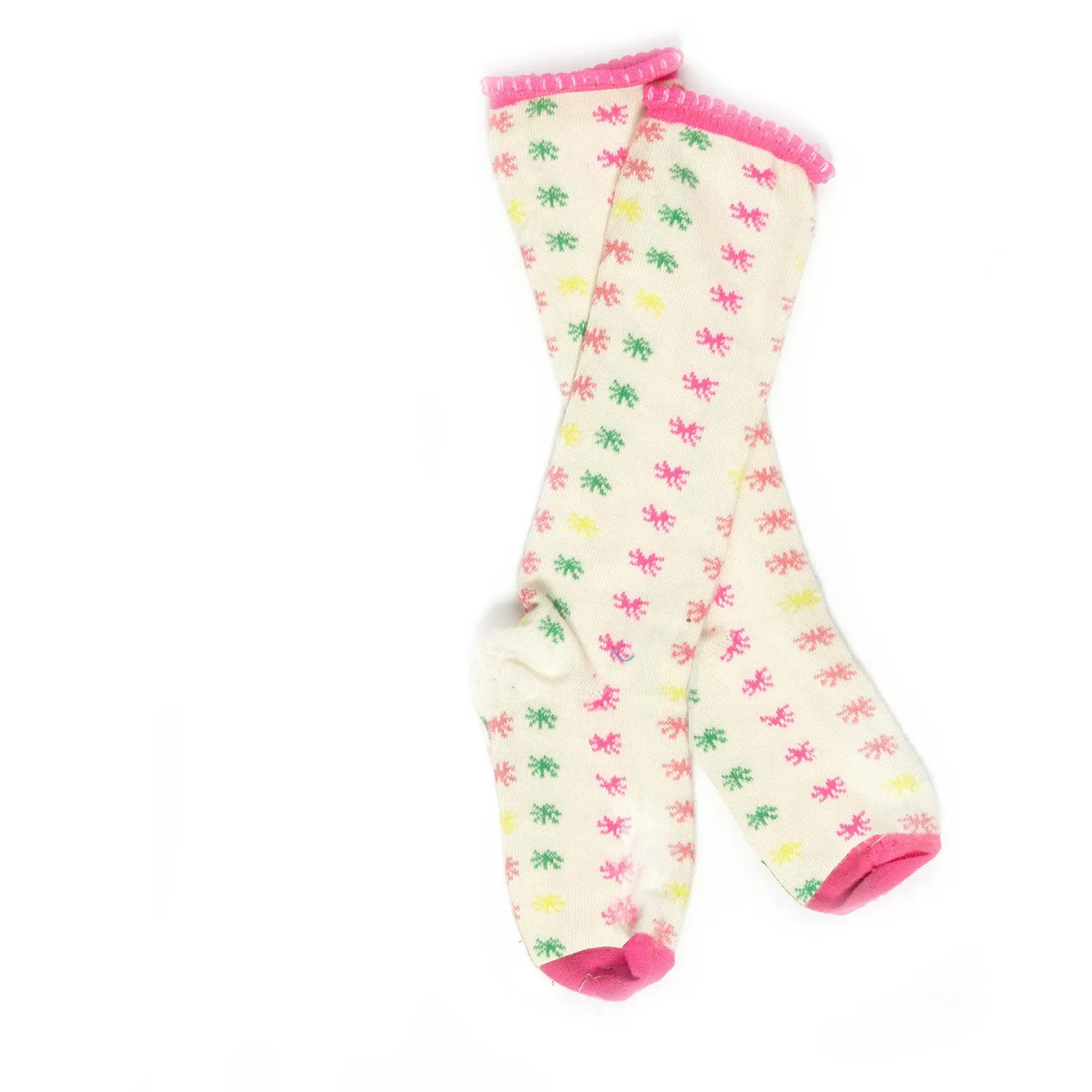 Children's Socks - Cream Neon Star