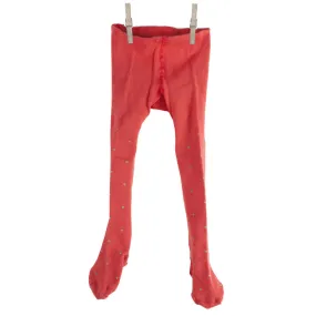 Children's Tights  - Coral Polka Dot