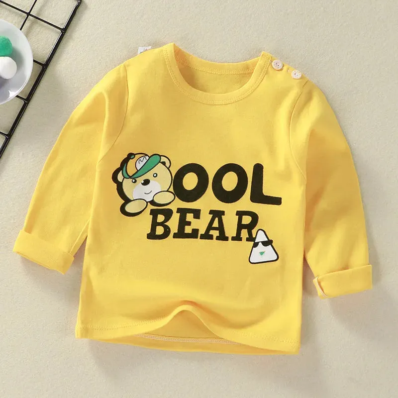 Children's undershirt T-shirt cotton autumn baby new boy cartoon top girl baby long sleeve children's clothes