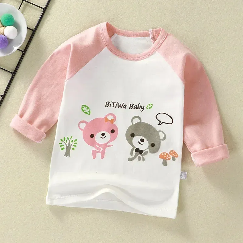 Children's undershirt T-shirt cotton autumn baby new boy cartoon top girl baby long sleeve children's clothes