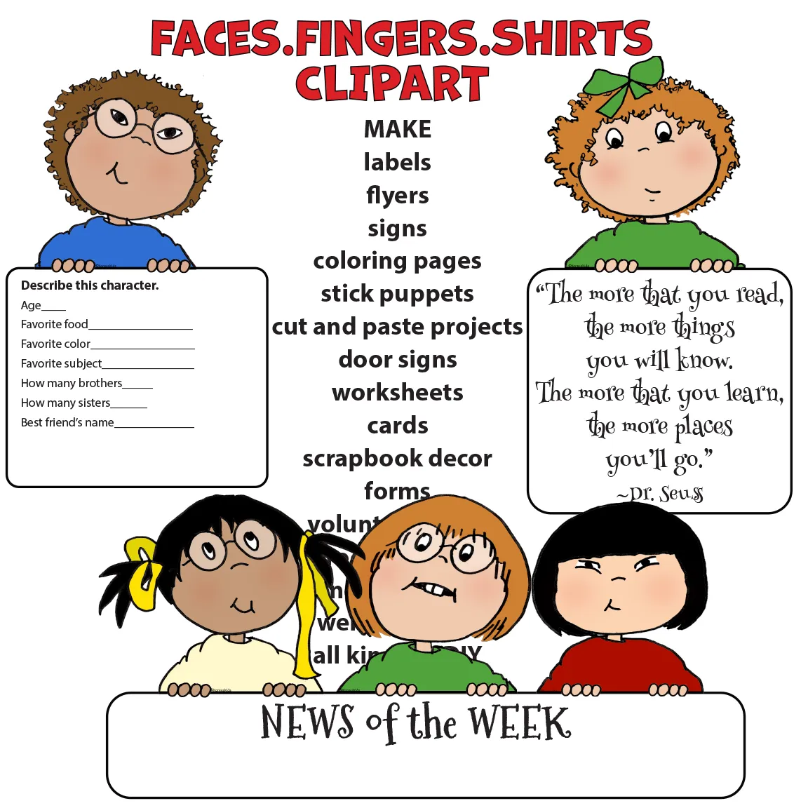 Clip Art Faces Fingers Peeking Kids (Karen's Kids Clipart)