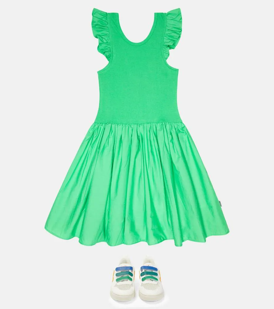 Cloudia Ruffle Molo Dress, Green