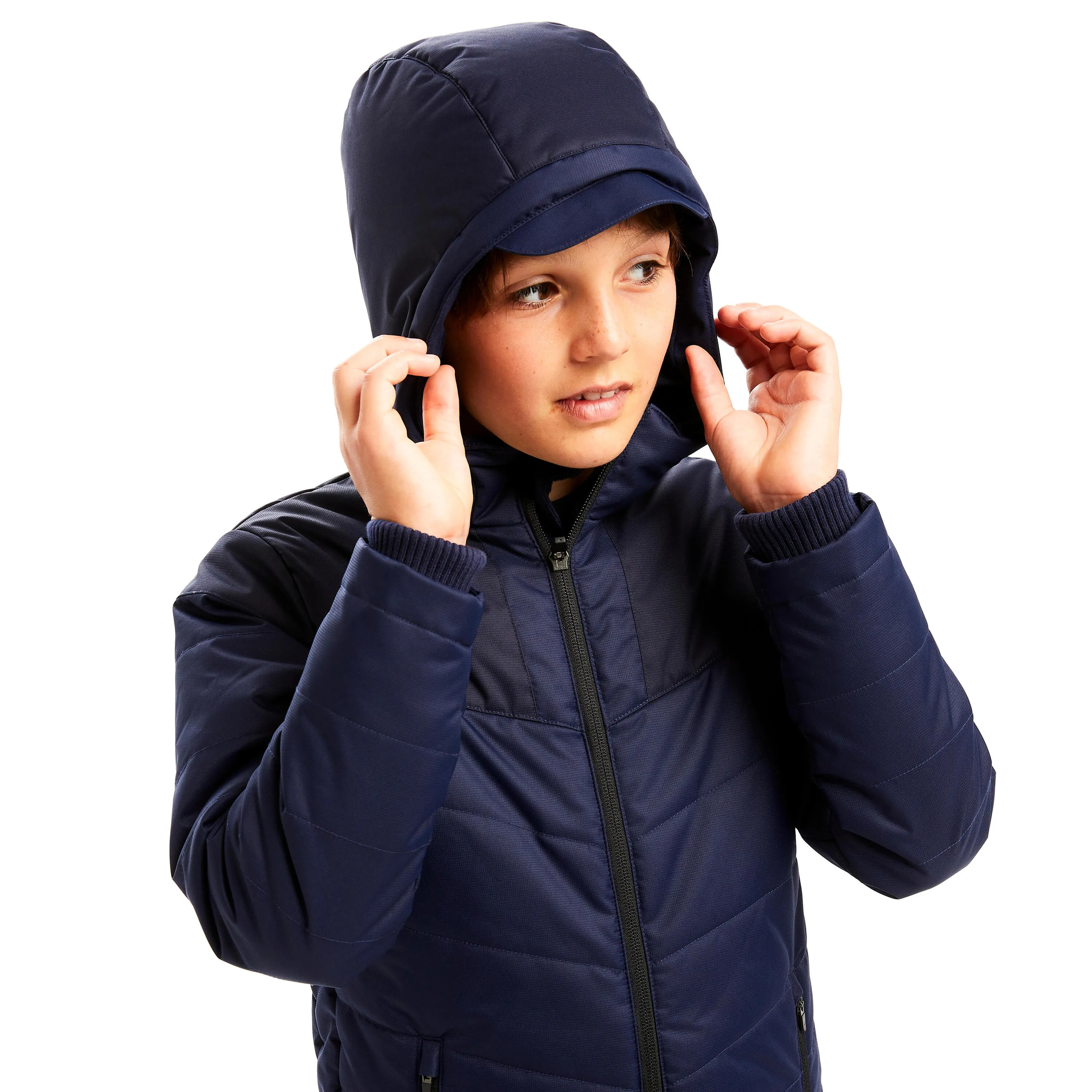 Football parka long TRX children's dark blue KIPSTA, dark blue/black blue