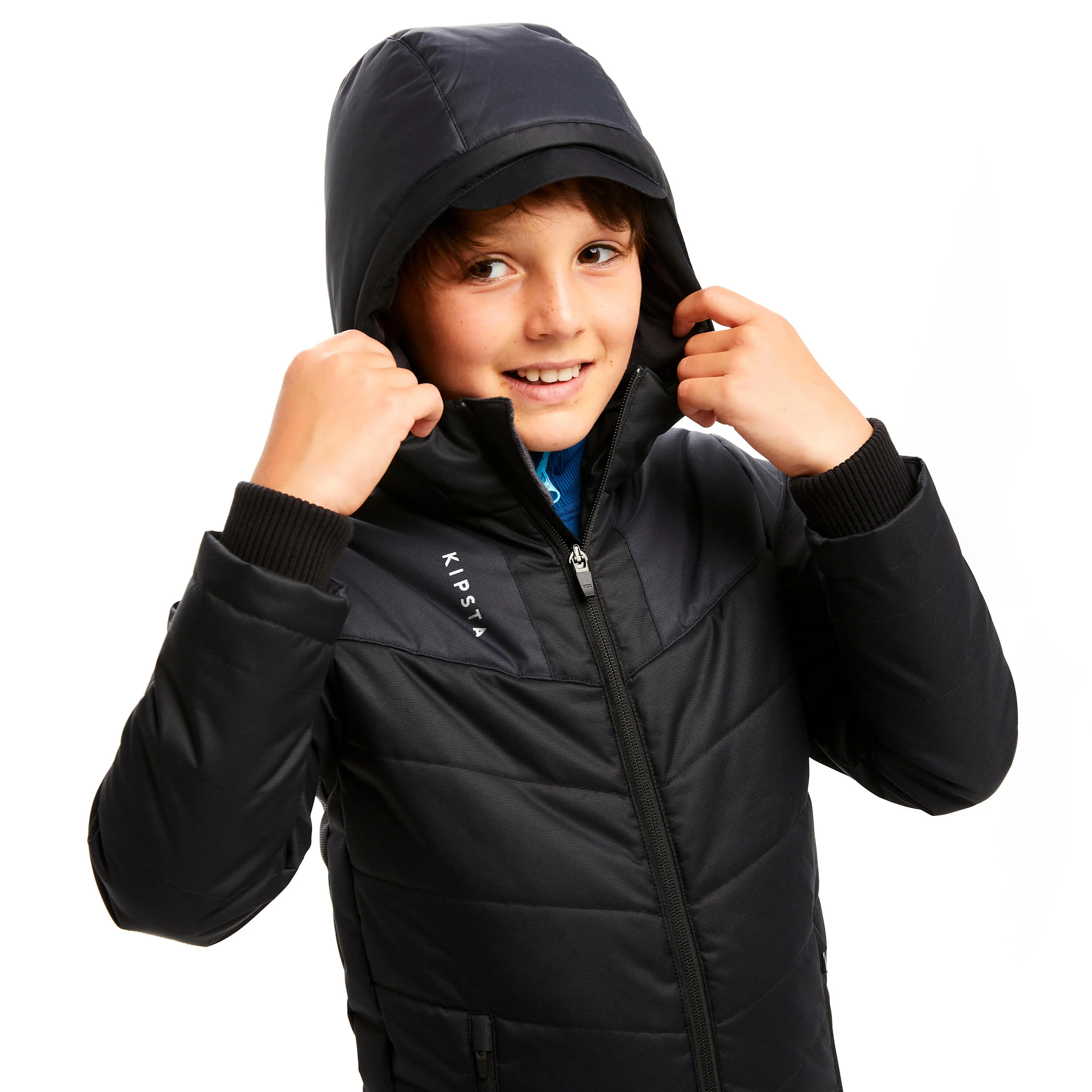 Football parka long TRX children's dark blue KIPSTA, dark blue/black blue