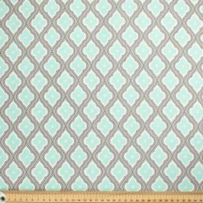 Geometric & Dots Collection Sky Blue Vintage Quadrilateral Honeycomb Cotton Prints