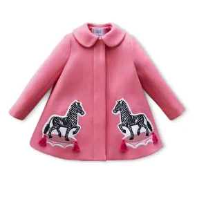 Girls Pink Zebra Coat - Willa Heart Collection