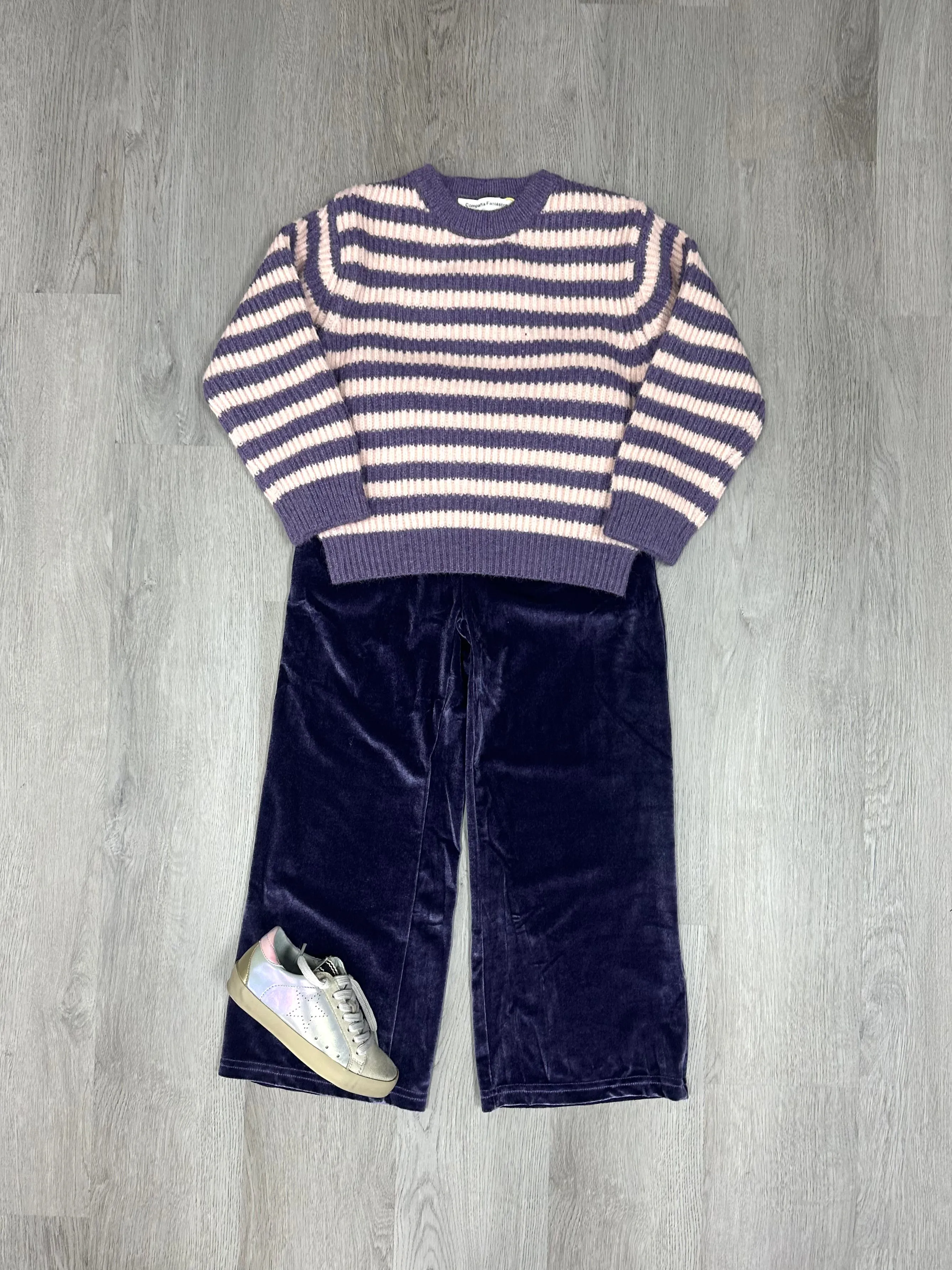 Girls Purple Velour Trousers