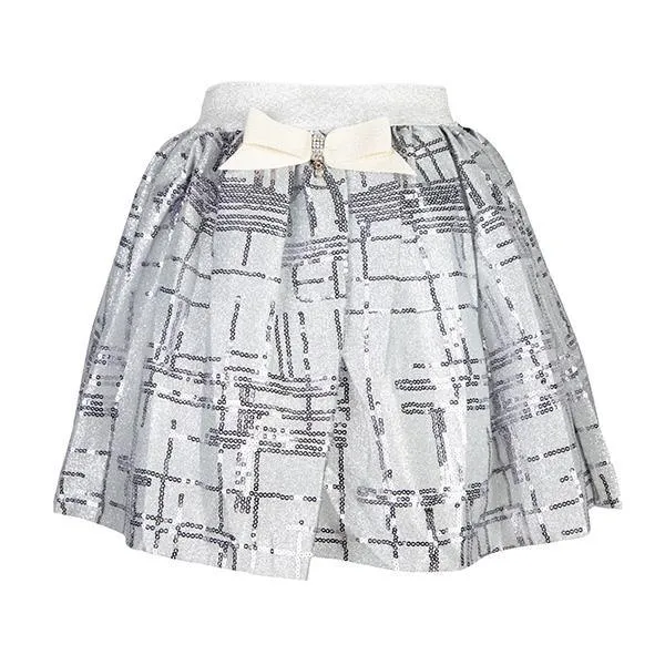 GIRLS SILVER SEQUIN FLARE SKIRT