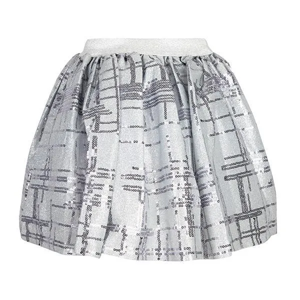 GIRLS SILVER SEQUIN FLARE SKIRT