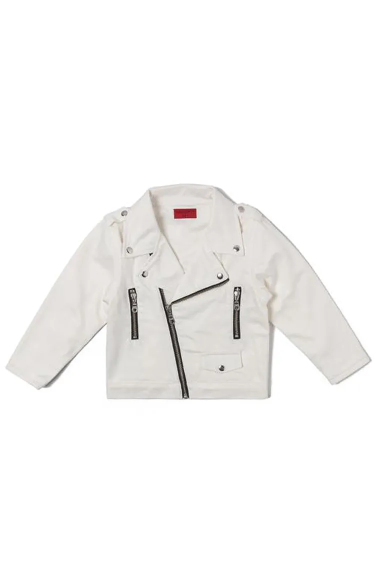 Haus of JR Lex Leather Biker Jacket White