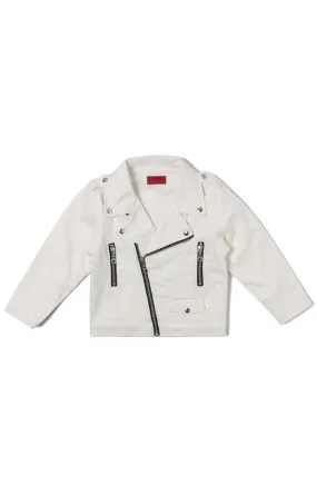 Haus of JR Lex Leather Biker Jacket White