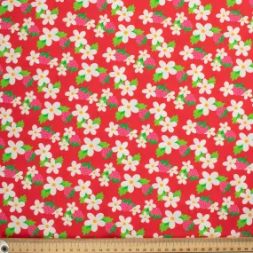 Indie Pop Strawberry Collection #11 Strawberry & Flower on Red Cotton Prints