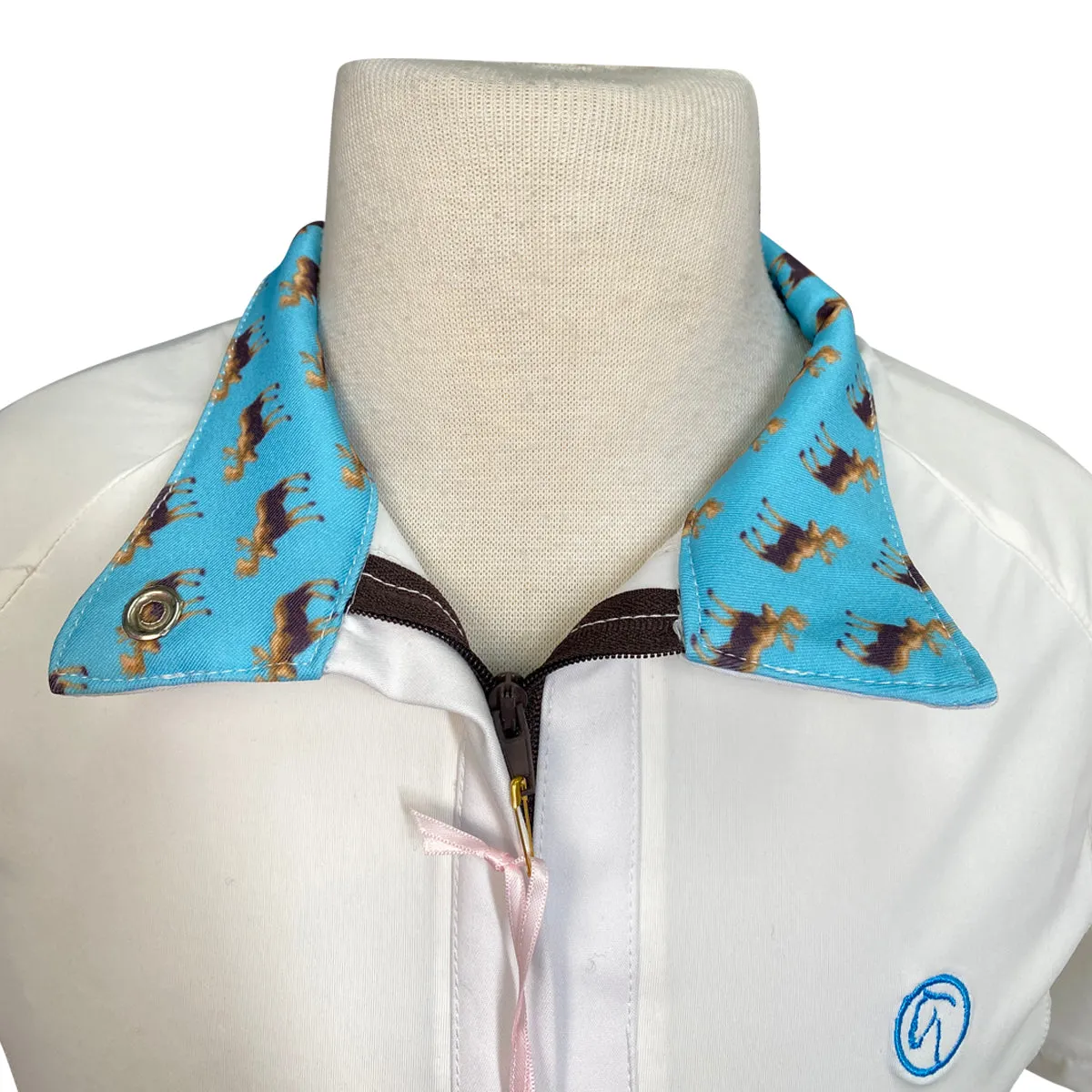 Kathryn Lily Equestrian Show Shirt in White/Moose Collar - Children's Large