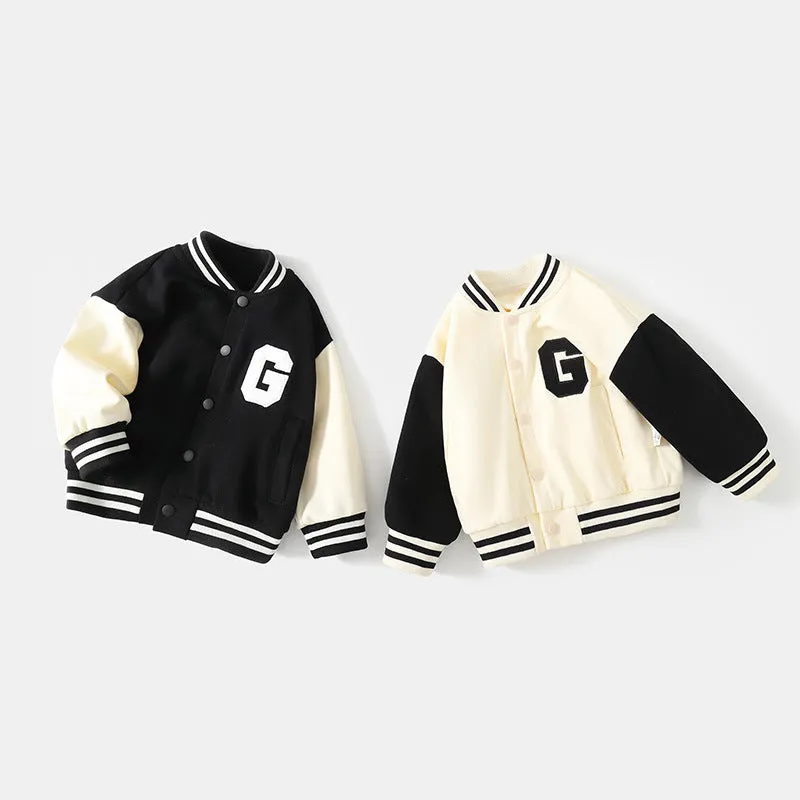 Kids Baseball Jackets Boys and Girls Letter Varsity Coat Buttons