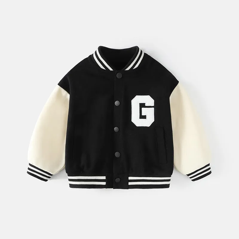 Kids Baseball Jackets Boys and Girls Letter Varsity Coat Buttons