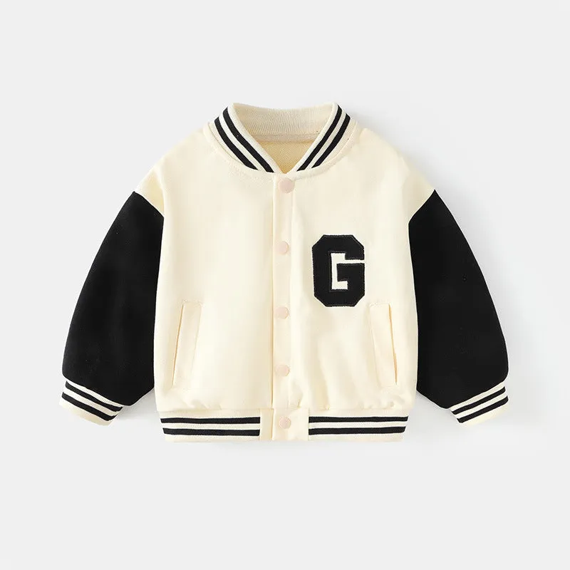 Kids Baseball Jackets Boys and Girls Letter Varsity Coat Buttons