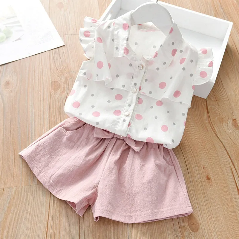 Kids Set Children's Clothes Suit Flower Print Set Top Denim Skirt 2Pcs Toddler Children Outfits Clothing Sets