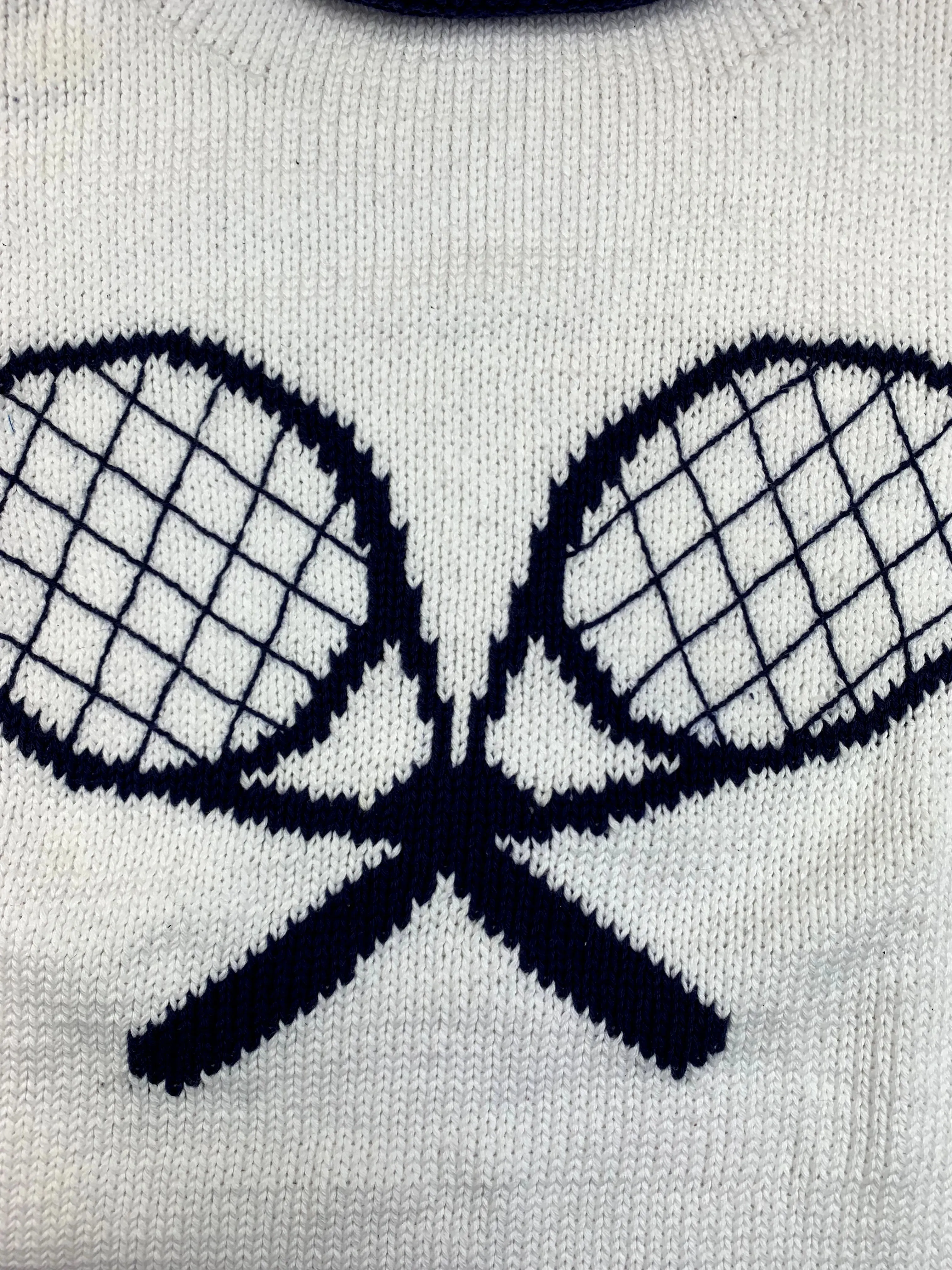 Ladies White and Blue Tennis Sweater