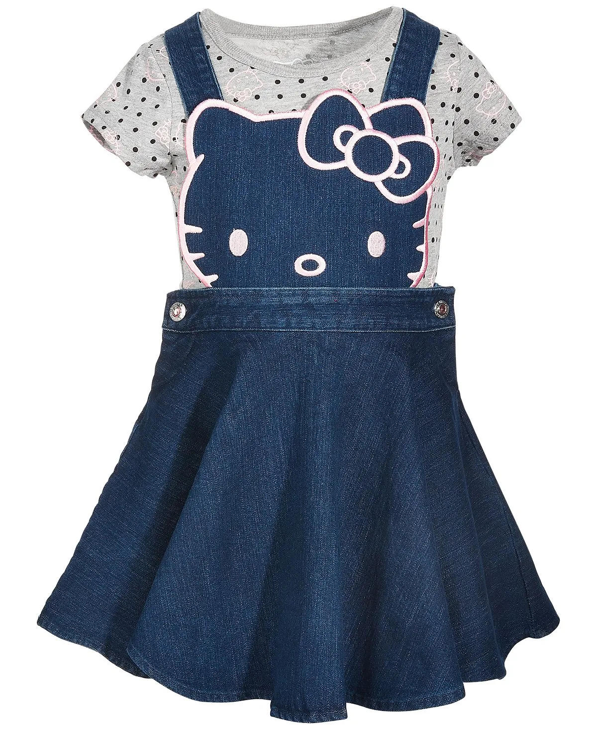 Little girls 2 pcs. Hello Kitty Denim Skirt and T-Shirt Set