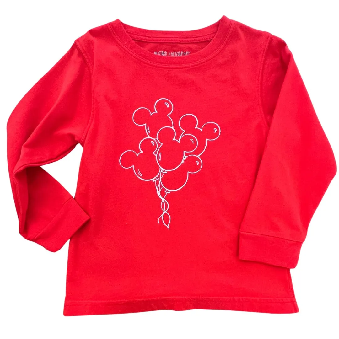 LS Red Mickey Balloons T-Shirt