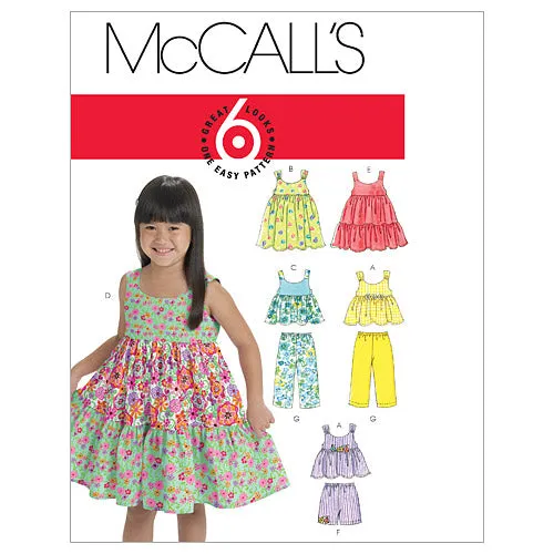 M6017 Toddlers'/Children's Tops, Dresses, Shorts And Pants