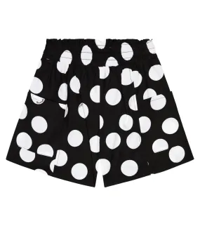 Monnalisa Polka Dot Cotton Shorts, Black