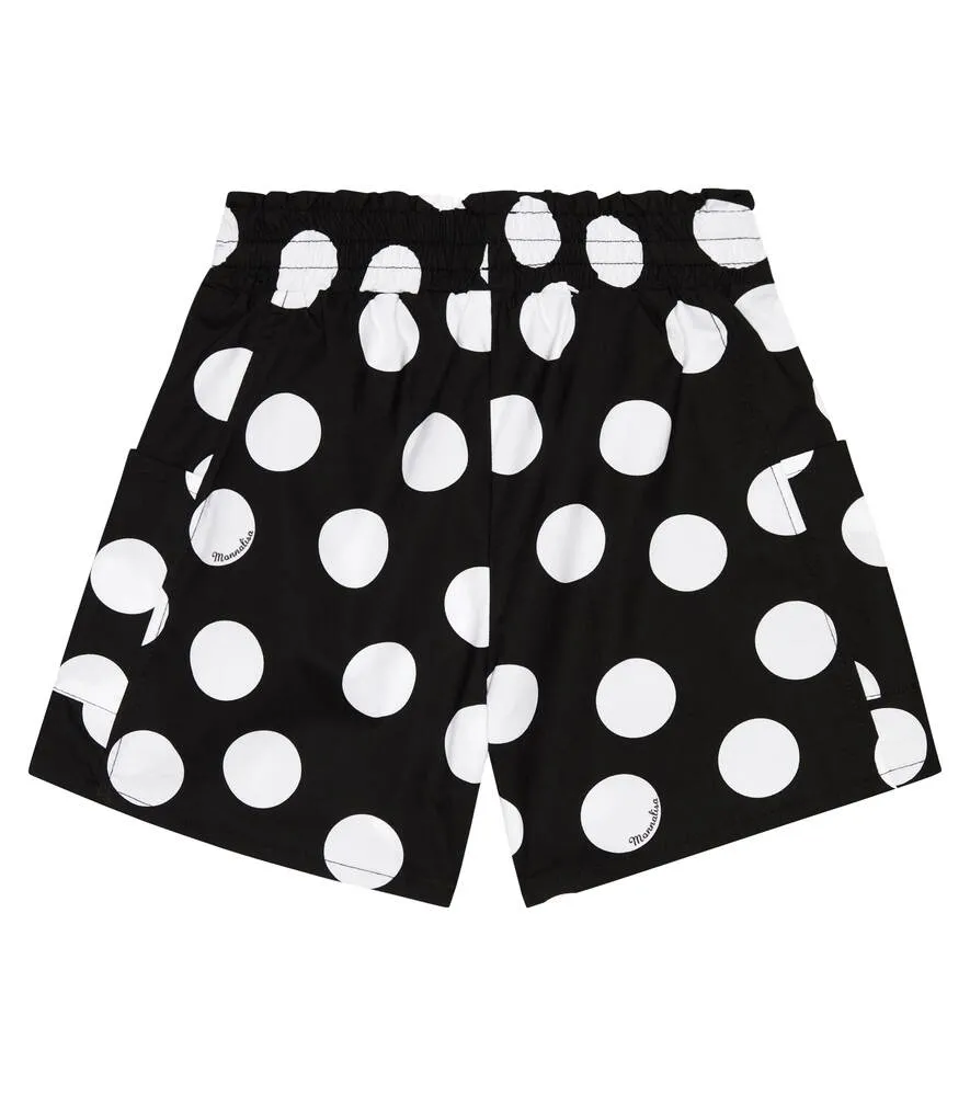 Monnalisa Polka Dot Cotton Shorts, Black