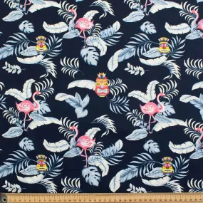 Navy Flamingo Tiki Tropical Cotton Prints