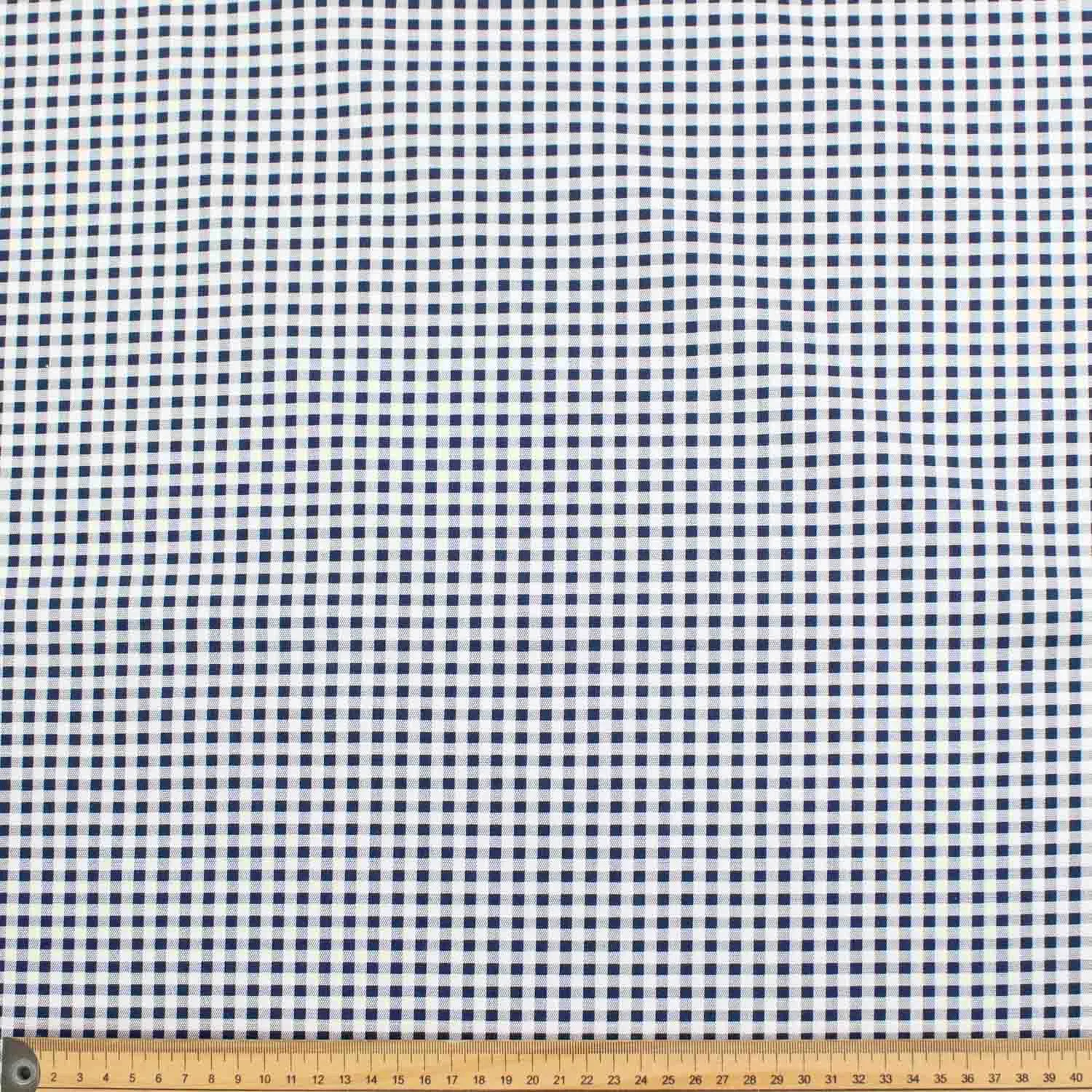 Navy Small Check Cotton Print