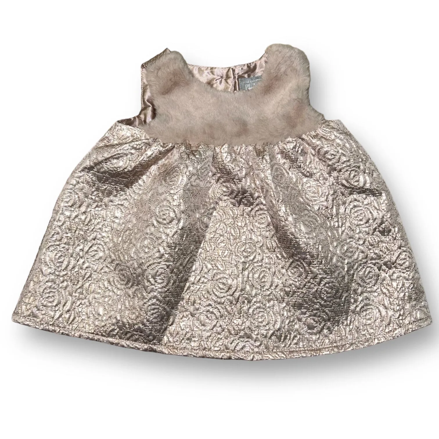 NEW! Girls Children's Place Size 3-6 Months Rose Gold Fancy Sleeveless Dress