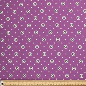 Old World Purple Collection #06 White Circle & Dot on Purple Cotton Prints