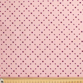 Old World Purple Collection #09 Purple Quadrilateral Geometric on Pink Cotton Prints