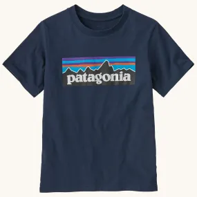 Patagonia Kids P-6 Logo Regenerative T-Shirt - New Navy